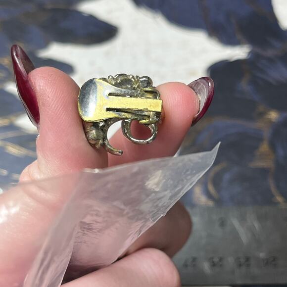 Vintage Crescent Silver Tone Sparkling AB Aurora Borealis Earrings - Picture 4 of 6